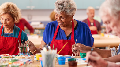 Seniors doing arts and crafts at Vital Senior Center