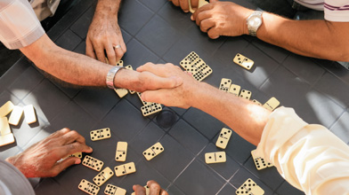 Seniors playing games together at Vital Senior Center